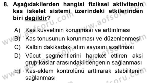 Sağlıklı Yaşam Dersi 2023 - 2024 Yılı (Final) Dönem Sonu Sınav Soruları 8. Soru