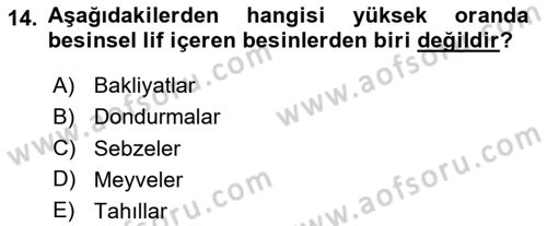 Sağlıklı Yaşam Dersi 2025 - 2026 Yılı (Vize) Ara Sınav Soruları 14. Soru