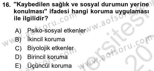 Sağlıklı Yaşam Dersi 2025 - 2026 Yılı (Vize) Ara Sınav Soruları 16. Soru