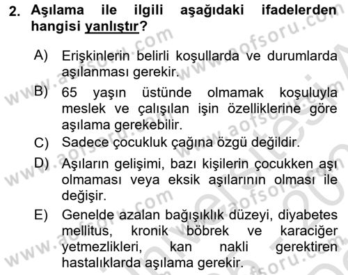 Sağlıklı Yaşam Dersi 2025 - 2026 Yılı (Vize) Ara Sınav Soruları 2. Soru
