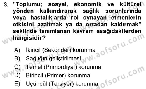 Sağlıklı Yaşam Dersi 2025 - 2026 Yılı (Vize) Ara Sınav Soruları 3. Soru