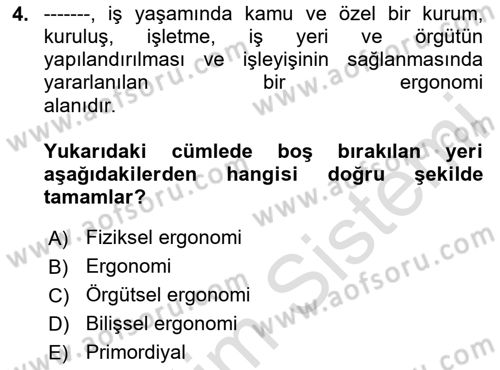 Sağlıklı Yaşam Dersi 2025 - 2026 Yılı (Vize) Ara Sınav Soruları 4. Soru