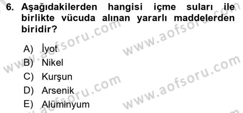 Sağlıklı Yaşam Dersi 2025 - 2026 Yılı (Vize) Ara Sınav Soruları 6. Soru