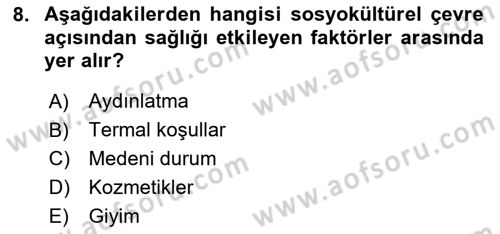 Sağlıklı Yaşam Dersi 2025 - 2026 Yılı (Vize) Ara Sınav Soruları 8. Soru