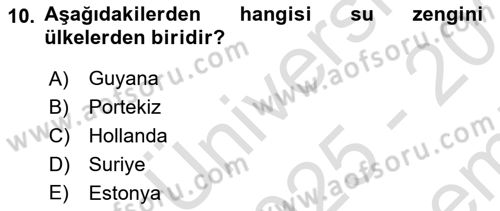 Sağlıklı Yaşam Dersi 2025 - 2026 Yılı (Final) Dönem Sonu Sınav Soruları 10. Soru