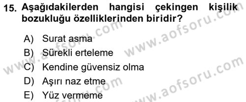 Sağlıklı Yaşam Dersi 2025 - 2026 Yılı (Final) Dönem Sonu Sınav Soruları 15. Soru