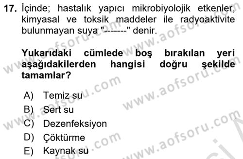 Sağlıklı Yaşam Dersi 2025 - 2026 Yılı (Final) Dönem Sonu Sınav Soruları 17. Soru