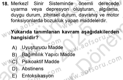 Sağlıklı Yaşam Dersi 2025 - 2026 Yılı (Final) Dönem Sonu Sınav Soruları 18. Soru