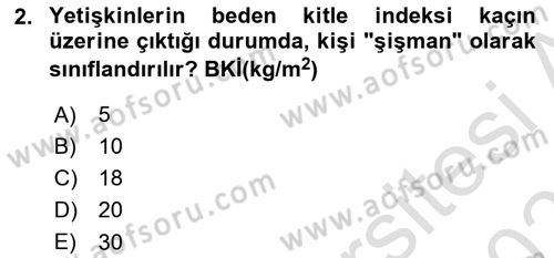 Sağlıklı Yaşam Dersi 2025 - 2026 Yılı (Final) Dönem Sonu Sınav Soruları 2. Soru