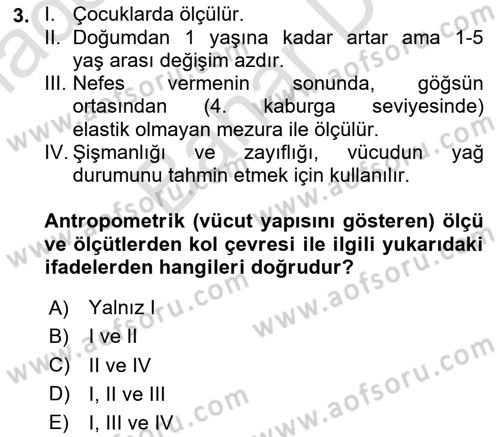 Sağlıklı Yaşam Dersi 2025 - 2026 Yılı (Final) Dönem Sonu Sınav Soruları 3. Soru