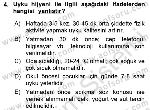 Sağlıklı Yaşam Dersi 2025 - 2026 Yılı (Final) Dönem Sonu Sınav Soruları 4. Soru