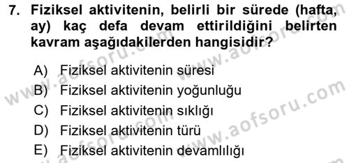 Sağlıklı Yaşam Dersi 2025 - 2026 Yılı (Final) Dönem Sonu Sınav Soruları 7. Soru