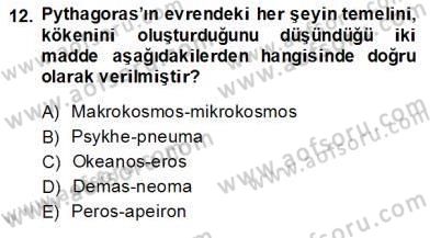 İlkçağ Felsefesi Dersi Ara Sınavı Deneme Sınav Soruları 12. Soru