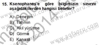 İlkçağ Felsefesi Dersi Ara Sınavı Deneme Sınav Soruları 15. Soru