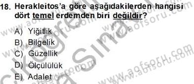 İlkçağ Felsefesi Dersi Ara Sınavı Deneme Sınav Soruları 18. Soru
