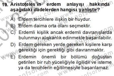 İlkçağ Felsefesi Dersi 2013 - 2014 Yılı (Final) Dönem Sonu Sınav Soruları 19. Soru