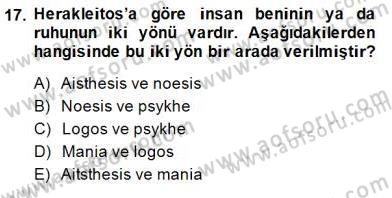 İlkçağ Felsefesi Dersi Ara Sınavı Deneme Sınav Soruları 17. Soru