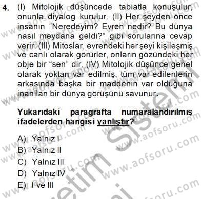 İlkçağ Felsefesi Dersi 2014 - 2015 Yılı (Vize) Ara Sınav Soruları 4. Soru