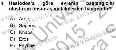 İlkçağ Felsefesi Dersi Ara Sınavı Deneme Sınav Soruları 4. Soru