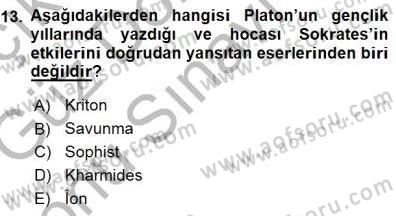 İlkçağ Felsefesi Dersi 2015 - 2016 Yılı (Final) Dönem Sonu Sınav Soruları 13. Soru