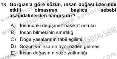 İlkçağ Felsefesi Dersi 2016 - 2017 Yılı (Final) Dönem Sonu Sınav Soruları 13. Soru