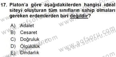İlkçağ Felsefesi Dersi 2016 - 2017 Yılı (Final) Dönem Sonu Sınav Soruları 17. Soru