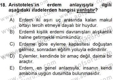 İlkçağ Felsefesi Dersi 2016 - 2017 Yılı (Final) Dönem Sonu Sınav Soruları 18. Soru