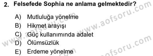İlkçağ Felsefesi Dersi 2017 - 2018 Yılı (Vize) Ara Sınav Soruları 2. Soru