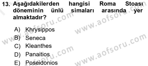 İlkçağ Felsefesi Dersi 2017 - 2018 Yılı (Final) Dönem Sonu Sınav Soruları 13. Soru