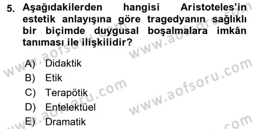 İlkçağ Felsefesi Dersi 2020 - 2021 Yılı Yaz Okulu Sınav Soruları 5. Soru
