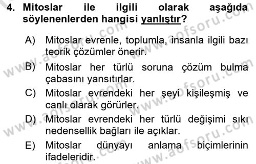 İlkçağ Felsefesi Dersi 2021 - 2022 Yılı (Vize) Ara Sınav Soruları 4. Soru