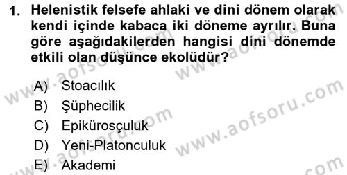 İlkçağ Felsefesi Dersi 2021 - 2022 Yılı (Final) Dönem Sonu Sınav Soruları 1. Soru