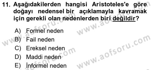 İlkçağ Felsefesi Dersi 2022 - 2023 Yılı (Vize) Ara Sınav Soruları 11. Soru