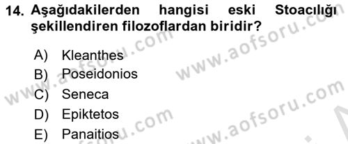 İlkçağ Felsefesi Dersi 2023 - 2024 Yılı (Final) Dönem Sonu Sınav Soruları 14. Soru