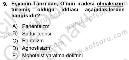 İlkçağ Felsefesi Dersi 2023 - 2024 Yılı (Final) Dönem Sonu Sınav Soruları 9. Soru