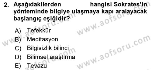 İlkçağ Felsefesi Dersi 2023 - 2024 Yılı Yaz Okulu Sınav Soruları 2. Soru