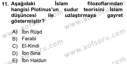 İlkçağ Felsefesi Dersi 2024 - 2025 Yılı (Final) Dönem Sonu Sınav Soruları 11. Soru