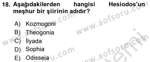 İlkçağ Felsefesi Dersi 2025 - 2026 Yılı (Vize) Ara Sınav Soruları 18. Soru