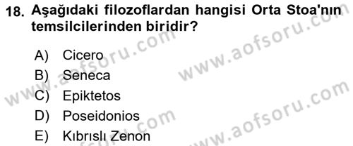 İlkçağ Felsefesi Dersi 2025 - 2026 Yılı (Final) Dönem Sonu Sınav Soruları 18. Soru
