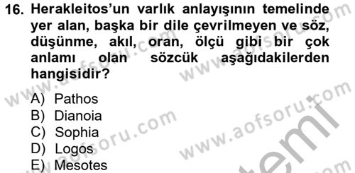 Etik Dersi 2012 - 2013 Yılı (Vize) Ara Sınav Soruları 16. Soru