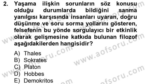 Etik Dersi Ara Sınavı Deneme Sınav Soruları 2. Soru