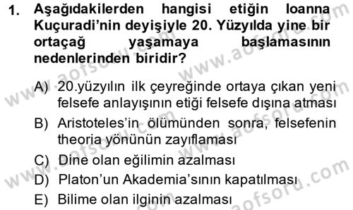 Etik Dersi Ara Sınavı Deneme Sınav Soruları 1. Soru