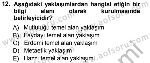 Etik Dersi 2013 - 2014 Yılı (Vize) Ara Sınav Soruları 12. Soru