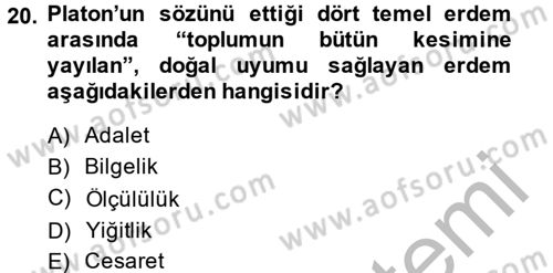 Etik Dersi 2013 - 2014 Yılı (Vize) Ara Sınav Soruları 20. Soru