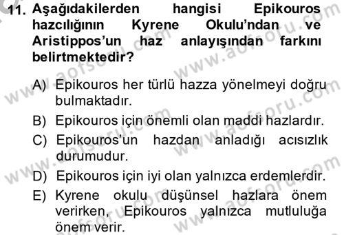 Etik Dersi Ara Sınavı Deneme Sınav Soruları 11. Soru