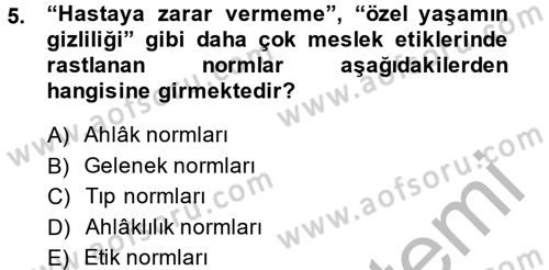 Etik Dersi 2014 - 2015 Yılı (Vize) Ara Sınav Soruları 5. Soru