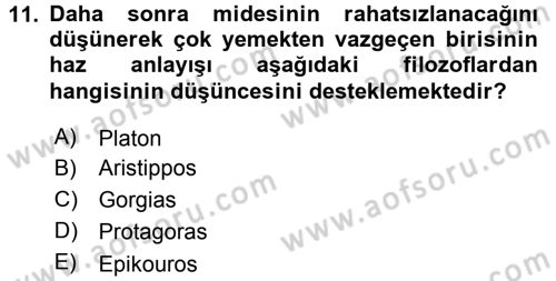 Etik Dersi 2015 - 2016 Yılı (Vize) Ara Sınav Soruları 11. Soru