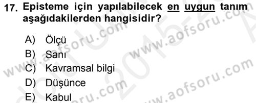 Etik Dersi Ara Sınavı Deneme Sınav Soruları 17. Soru