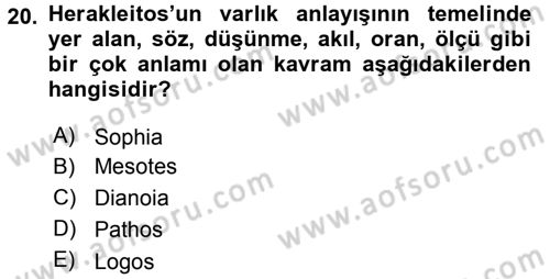 Etik Dersi Ara Sınavı Deneme Sınav Soruları 20. Soru