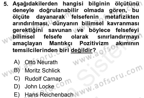 Etik Dersi Ara Sınavı Deneme Sınav Soruları 5. Soru